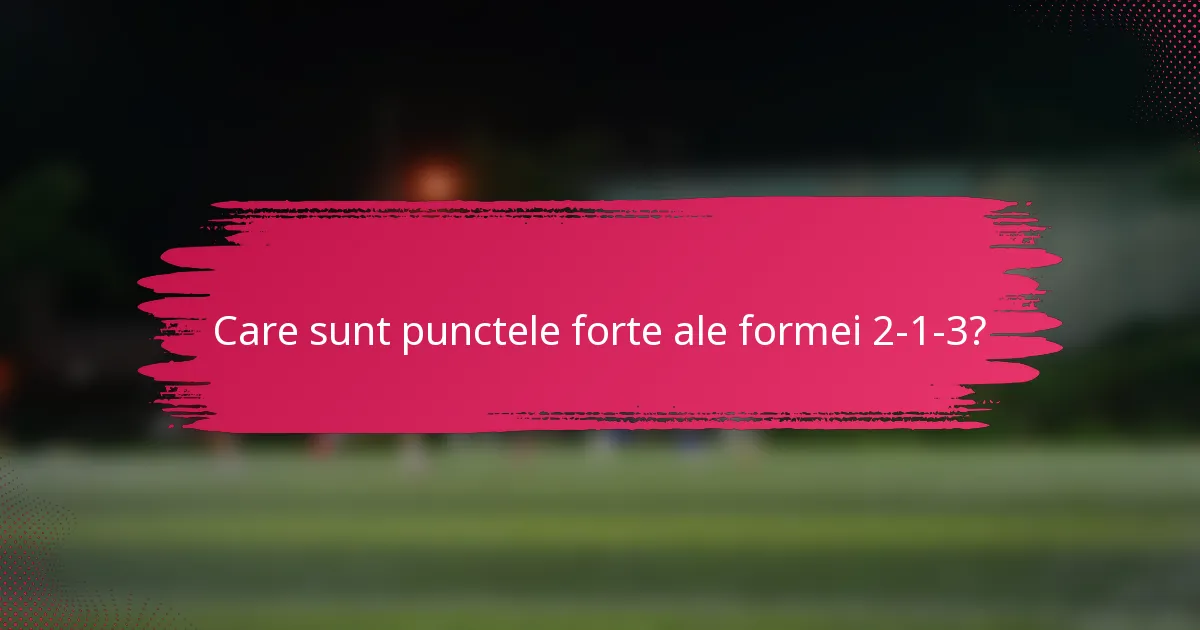Care sunt punctele forte ale formei 2-1-3?