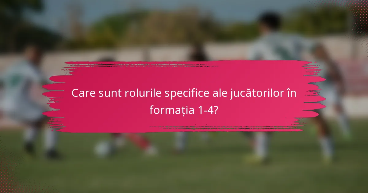 Care sunt rolurile specifice ale jucătorilor în formația 1-4?