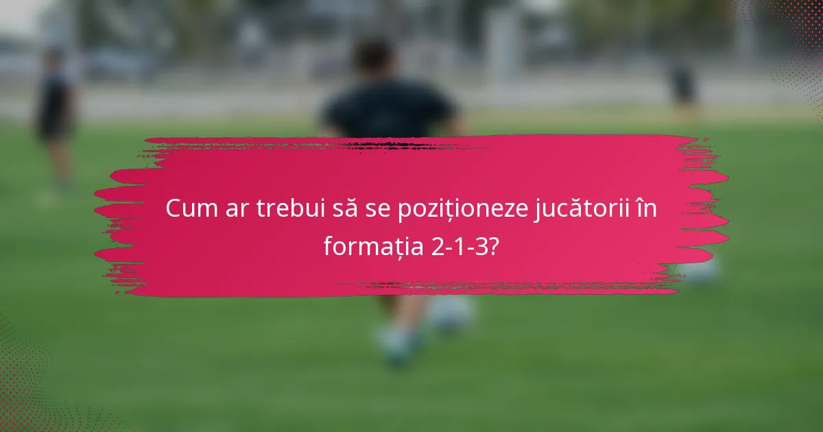 Cum ar trebui să se poziționeze jucătorii în formația 2-1-3?