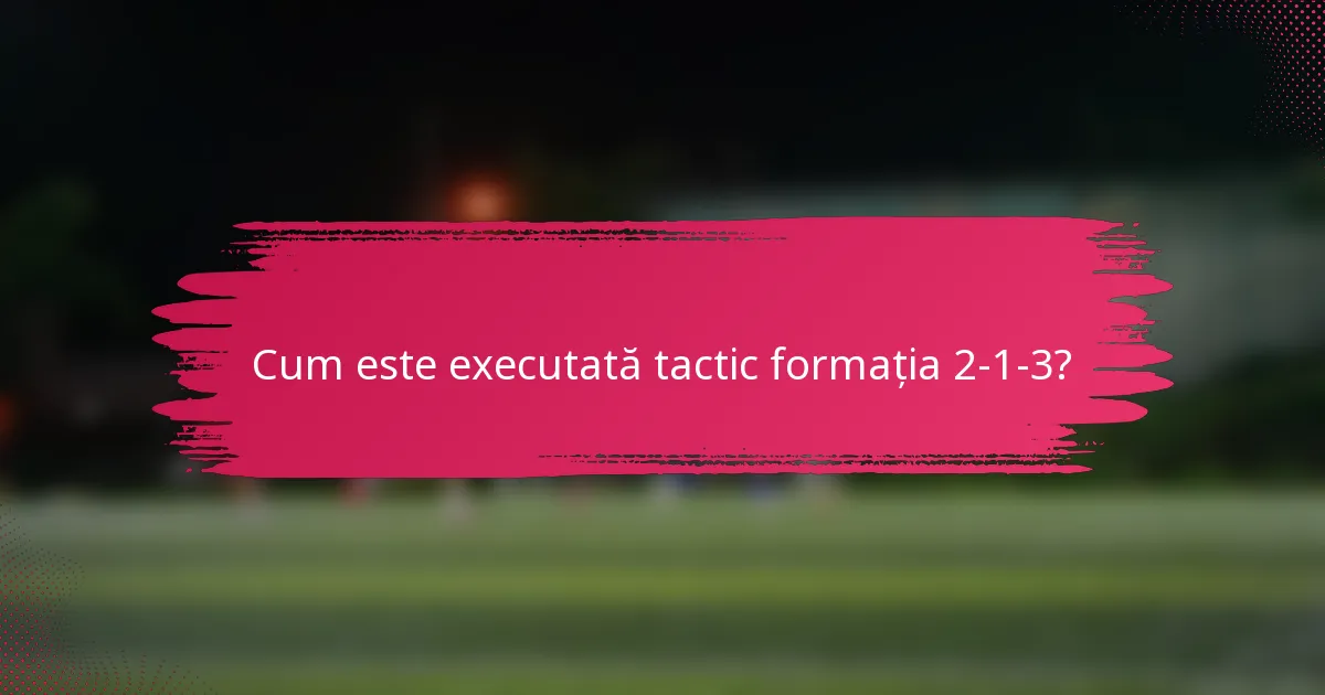 Cum este executată tactic formația 2-1-3?