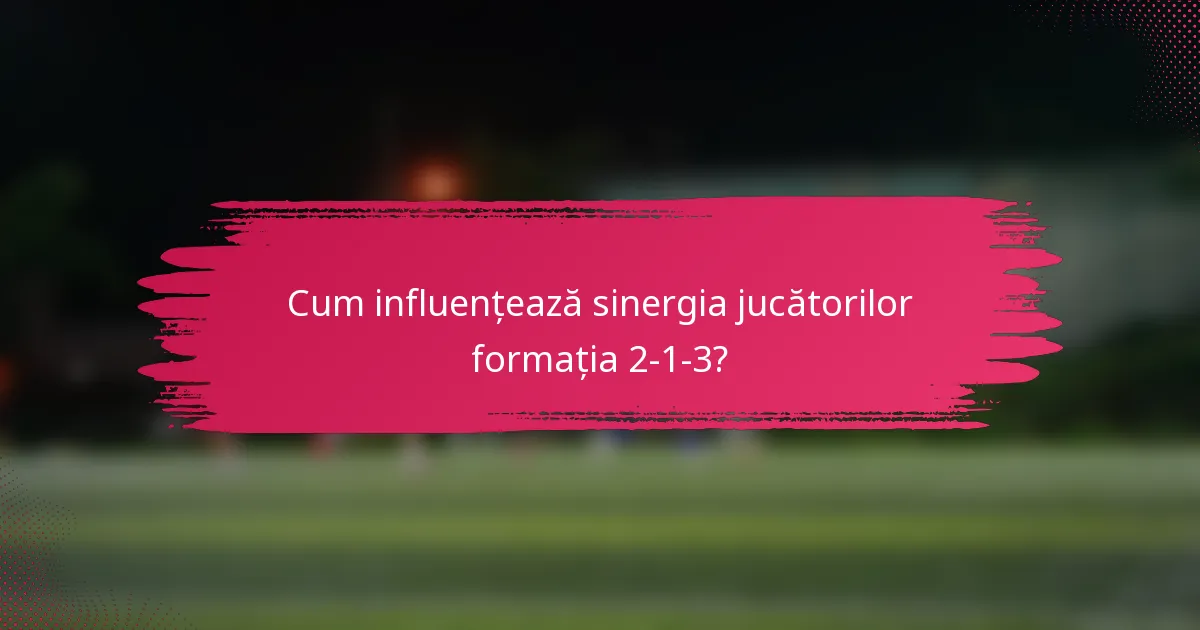 Cum influențează sinergia jucătorilor formația 2-1-3?