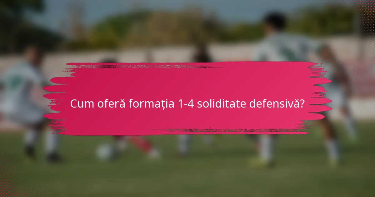 Cum oferă formația 1-4 soliditate defensivă?