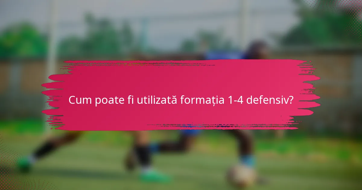 Cum poate fi utilizată formația 1-4 defensiv?